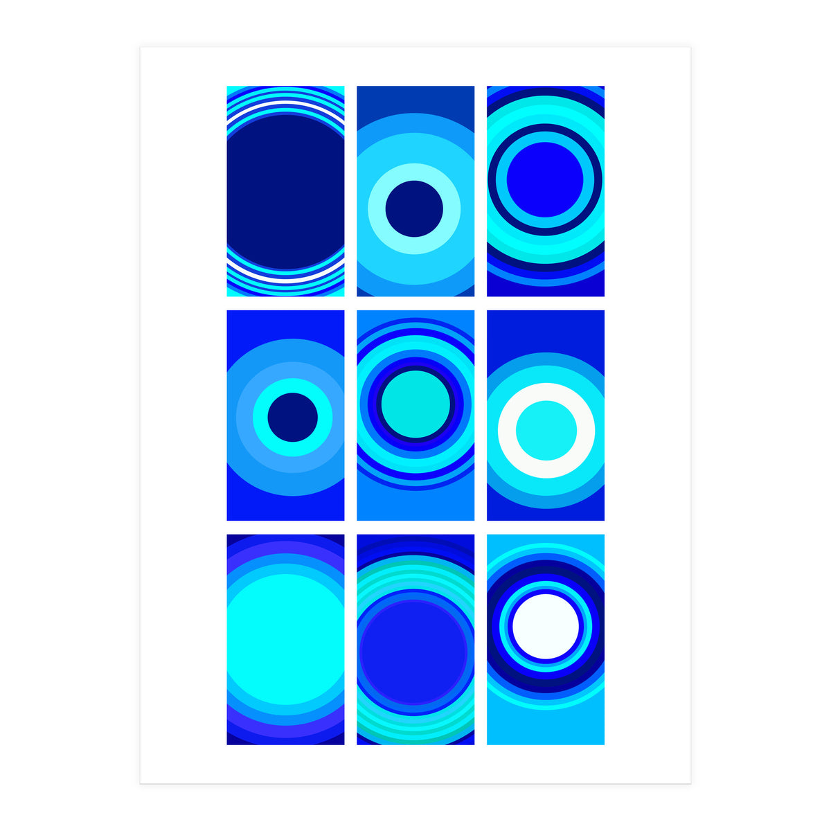 Circles & Rectangles Alt Blue 3 X 3: 1 (Print Only)
