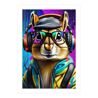 A Chipmunk In Headphones And Glasses (Print Only)