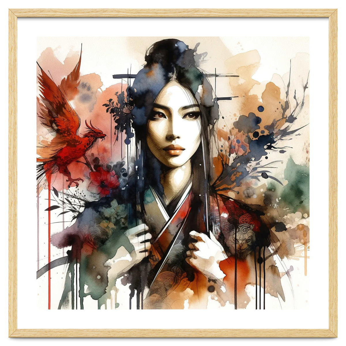 Phoenix Spirit Asian Warrior Portrait