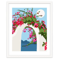 Bougainvillea Arch, Greece Santorini Architecture Travel, Summer Botanical Nature Bohemian, Eclectic Boho