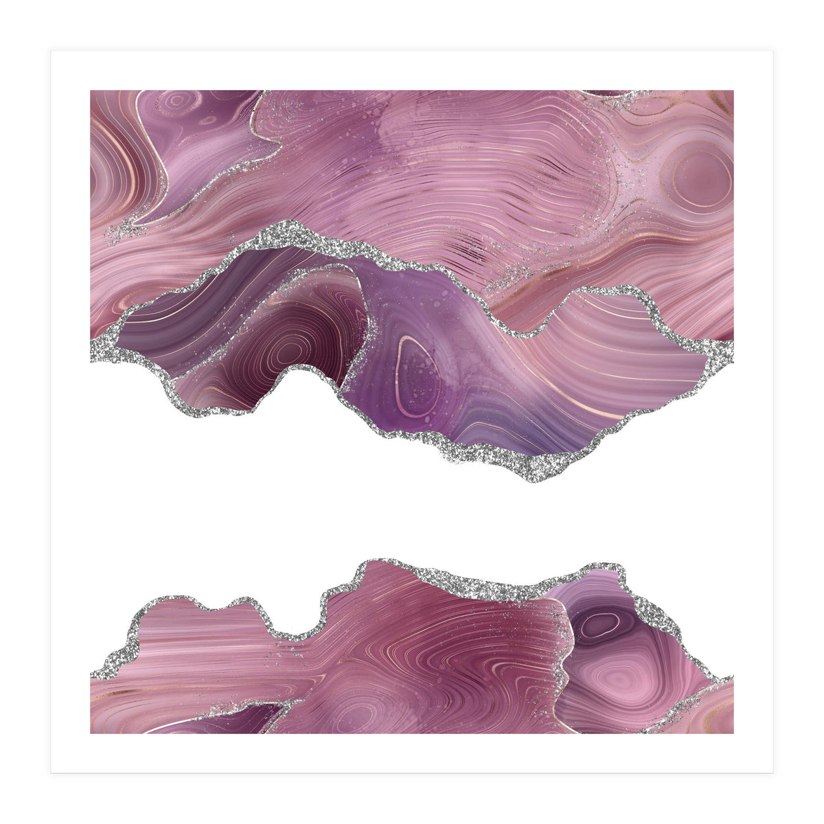 Mauve & Silver Agate Texture 07 (Print Only)