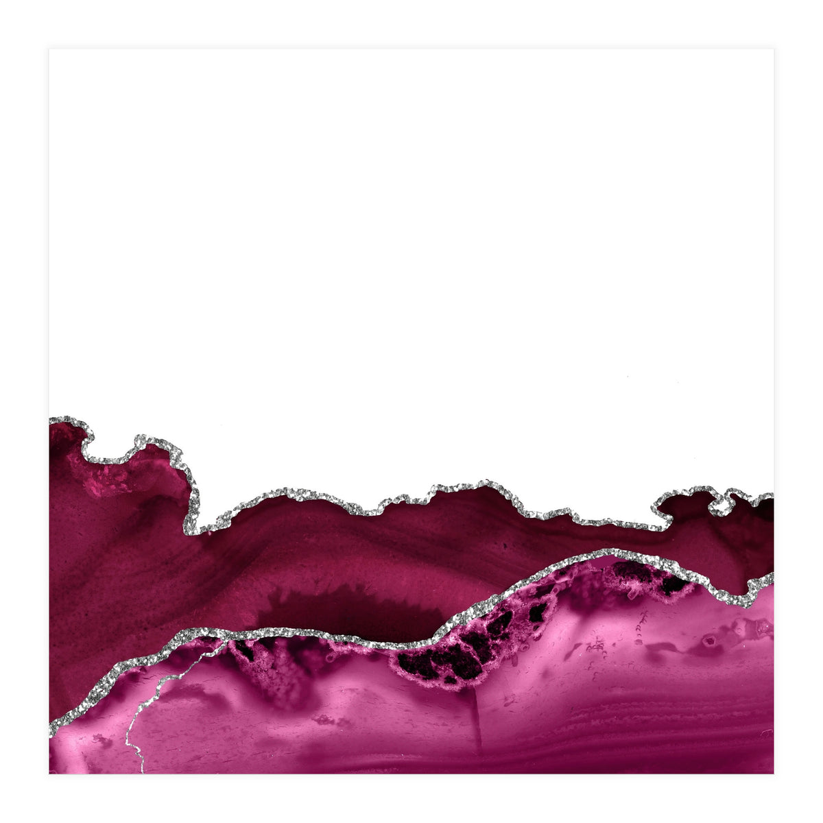 Burgundy & Silver Agate Texture 16  (Print Only)