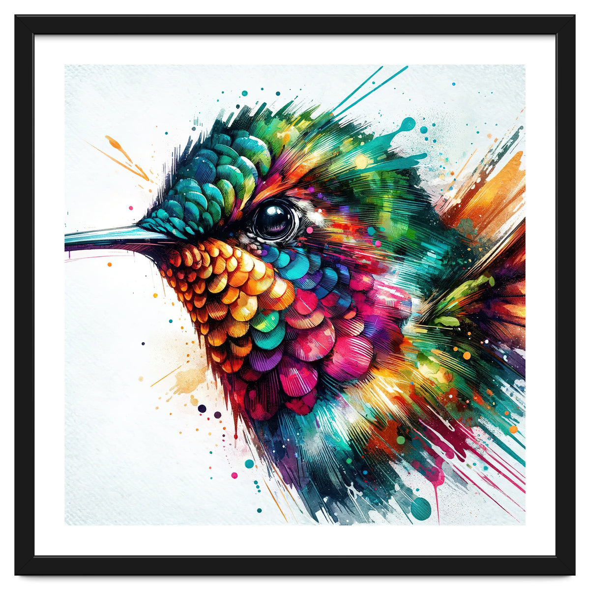Watercolor Hummingbird Portrait