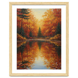 Golden Autumn Reflection: Impasto Forest Landscape thumbnail