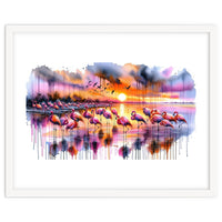 Flamingo Sunset On The Coast