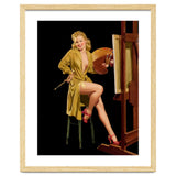 Young And Beautiful Woman Posing In Front Of The Painting Canvas thumbnail