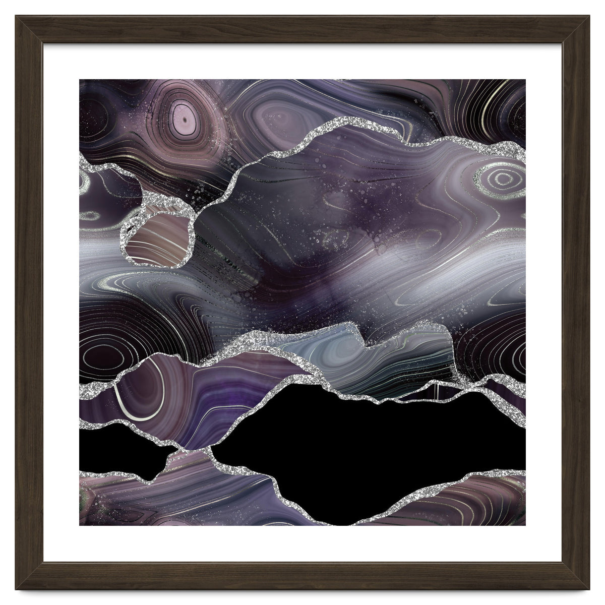 Black & Silver Glitter Agate Texture 01