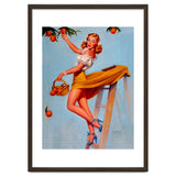 Pinup Sexy Woman Picking Oranges On A Tree Branch thumbnail