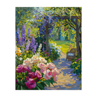 Serene Summer Garden Path Oil Painting (Print Only)