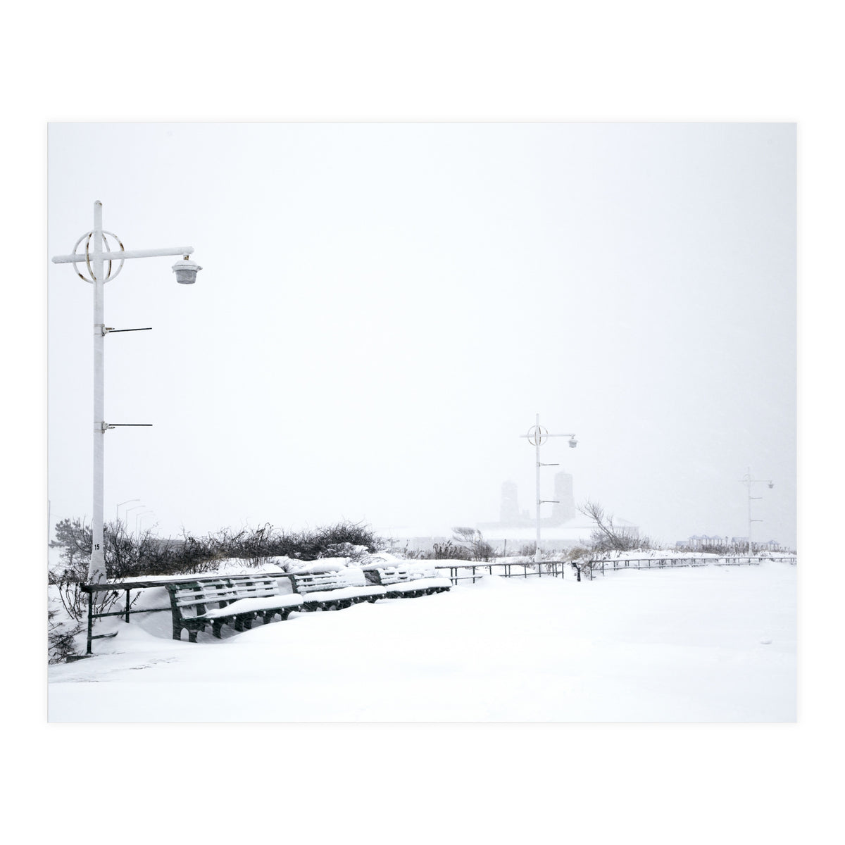 Street light and Bench in Winter snowscape (Print Only)