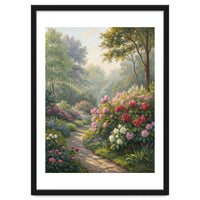 Sunlit Spring Garden Path Oil Painting