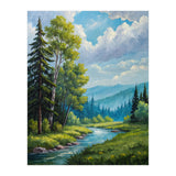 Serene Mountain River Landscape Oil Painting (Print Only) thumbnail