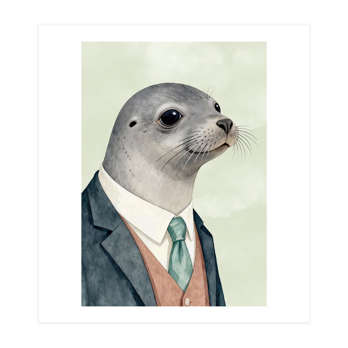Seal Animal In A Suit  (Print Only)
