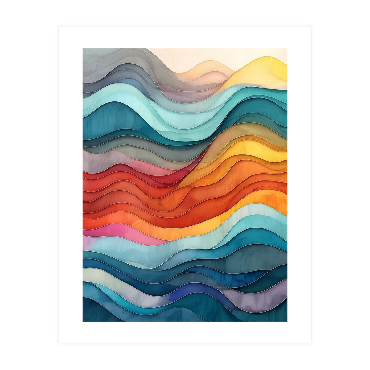 Abstract Layered Wave Landscape (Print Only)