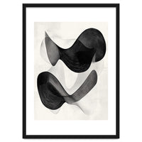 Abstract Black And White Flowing Organic Shapes With Texture