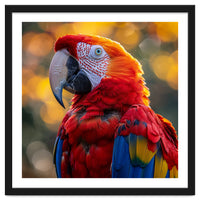 Scarlet Macaw Parrot Close Up Portrait
