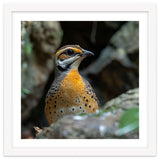 Colorful Bird Perched Among Rocks And Foliage thumbnail