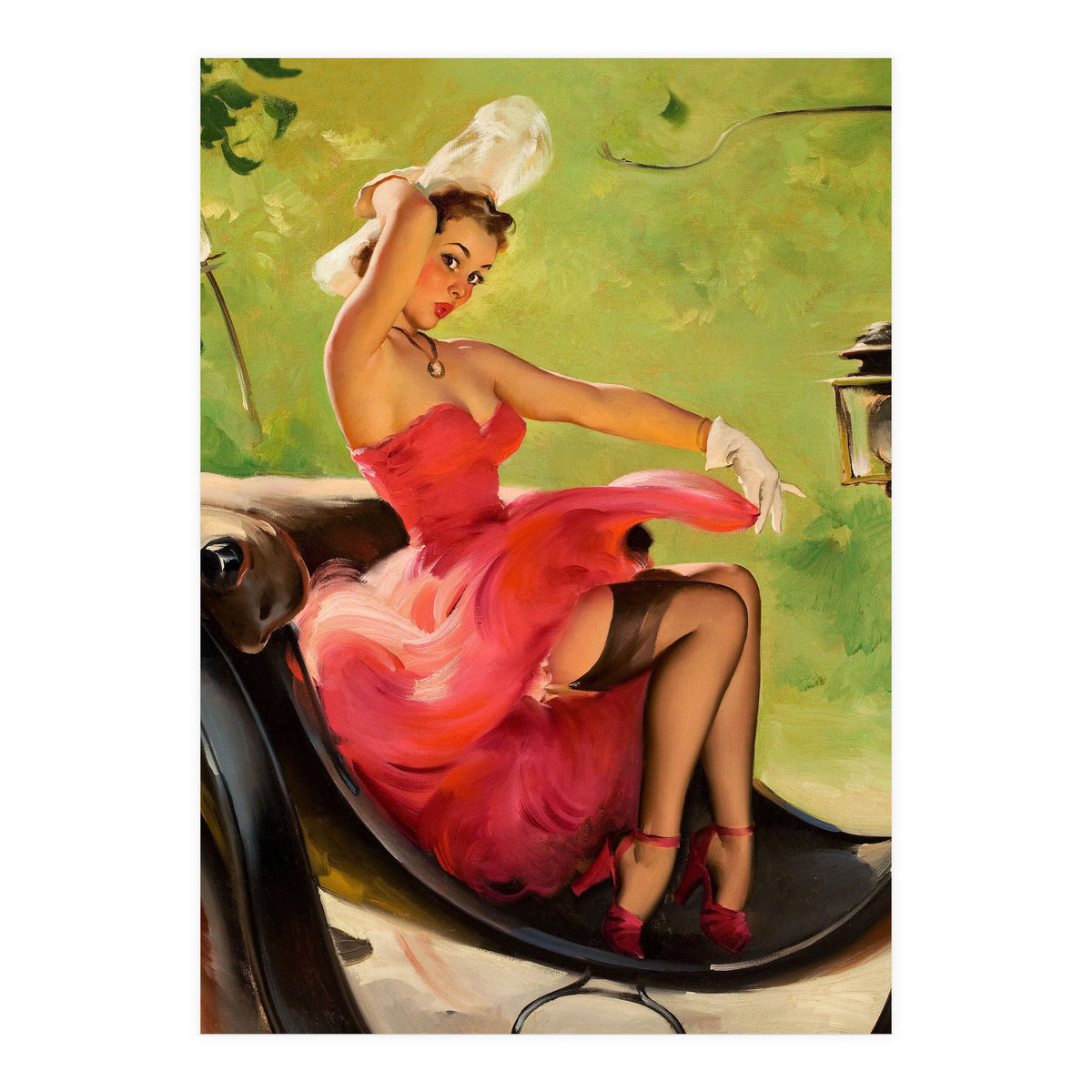 Pinup Girl On A Chariot Fast Ride (Print Only)