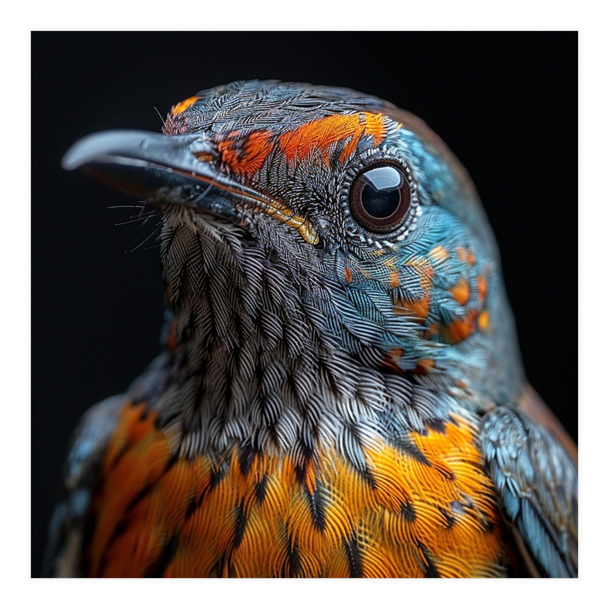 Close Up Of A Colorful Exotic Bird Head (Print Only)