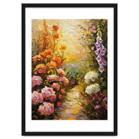 Golden Hour Summer Garden Path Oil Painting
