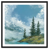 Ethereal Alpine River Valley with Snow-Capped Mountains thumbnail