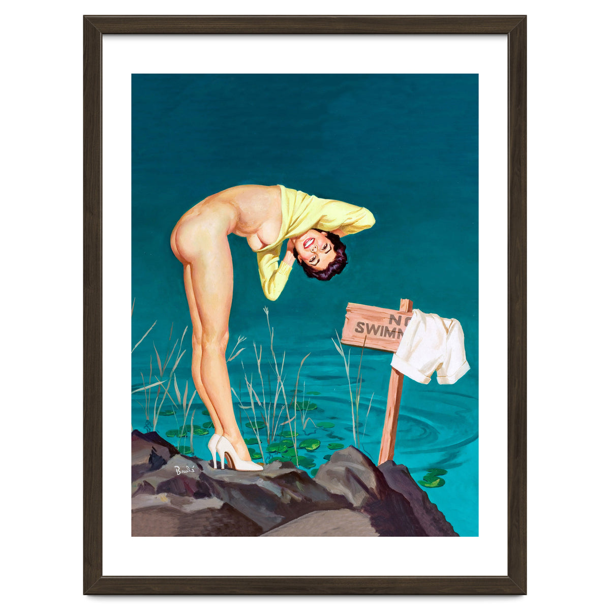 Sexy Pinup Girl With No Swimming Sign