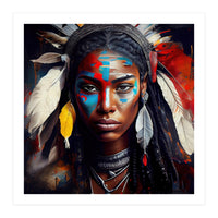 Powerful American Native Warrior Woman #2 (Print Only)