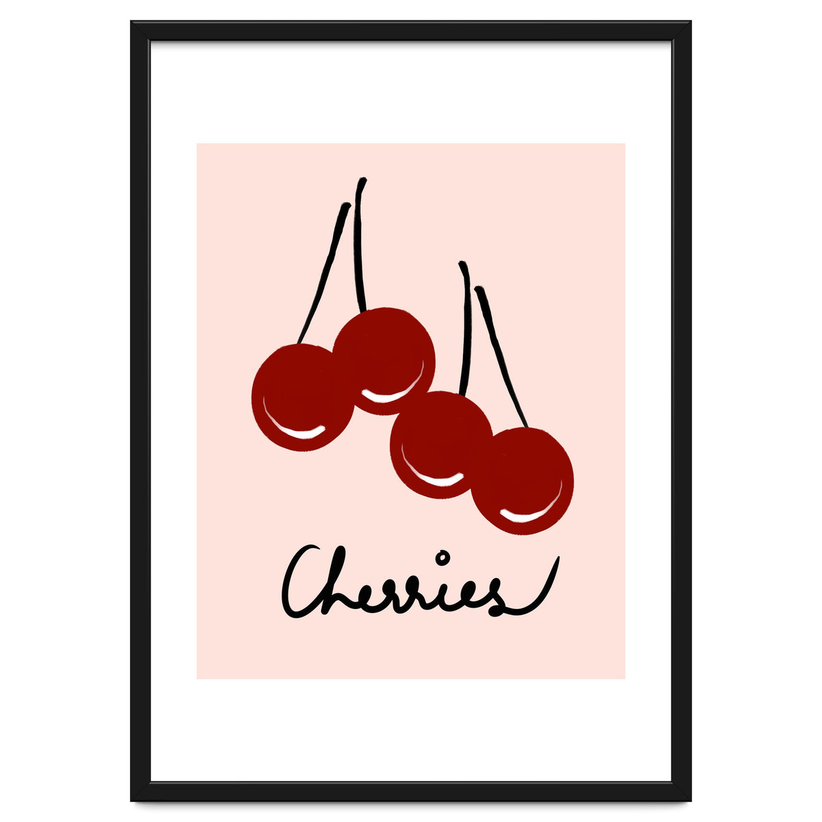 Cherries modern simple minimalistic red cute Fruit wall art