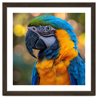 Blue And Yellow Macaw Parrot Close Up Detailed Shot
