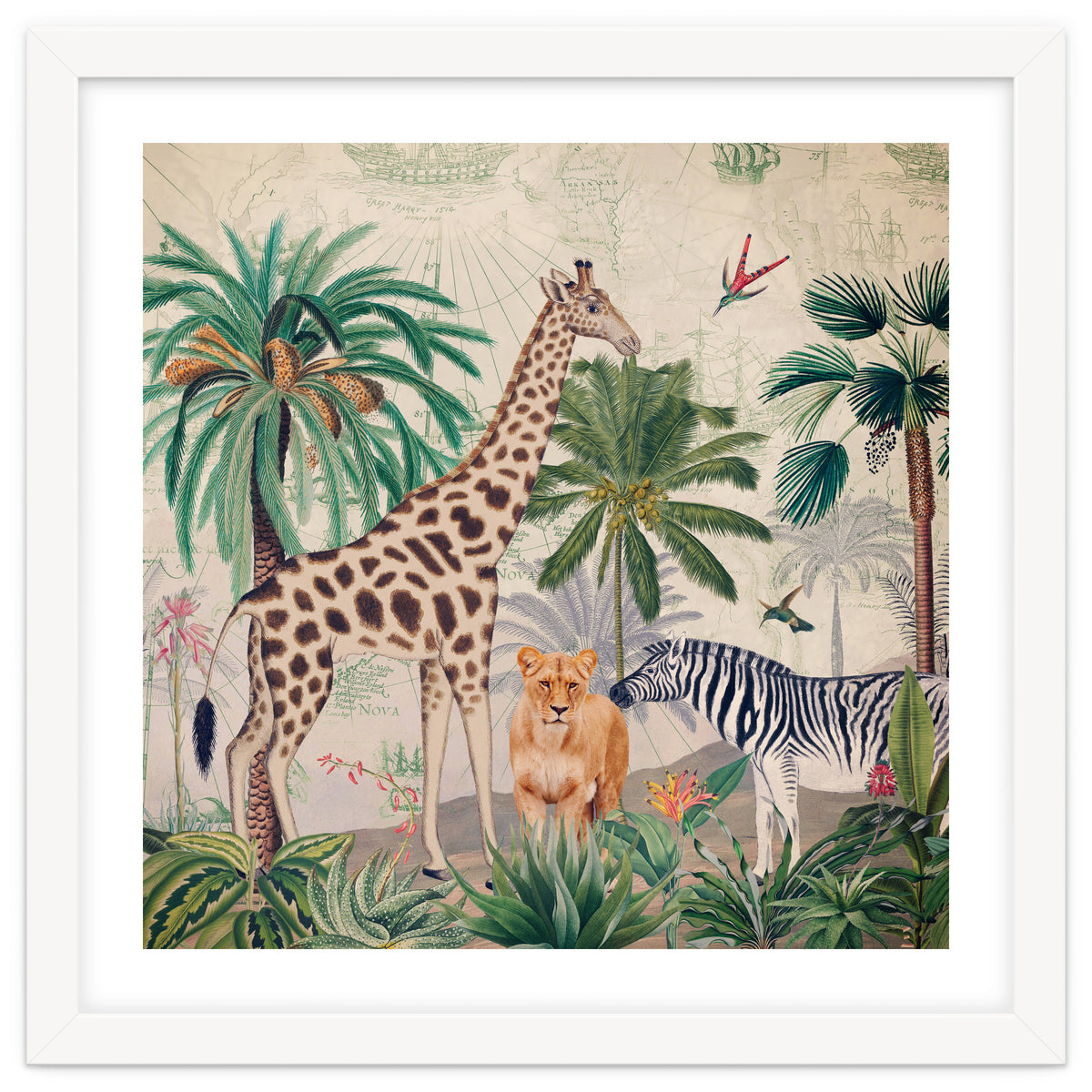 Vintage Fantasy African Animals Safari