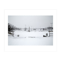 Baseball field covered in snow (Print Only)