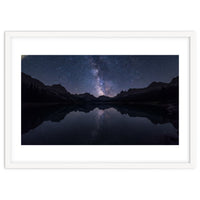 Starlit Reflection: Milky Way Over Mountain Lake