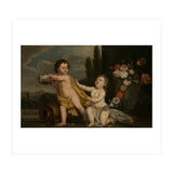 German Master (18th Century) – Two Putti with Garlands of Flowers (Print Only) thumbnail