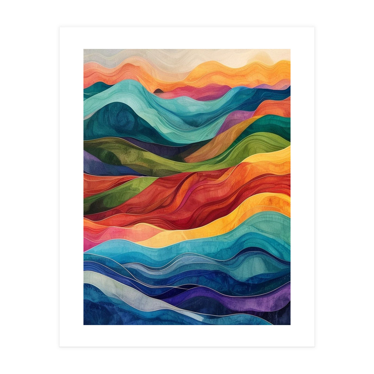 Abstract Rainbow Wave Landscape (Print Only)