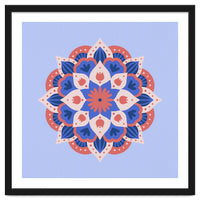 Mandala flower - blue and coral