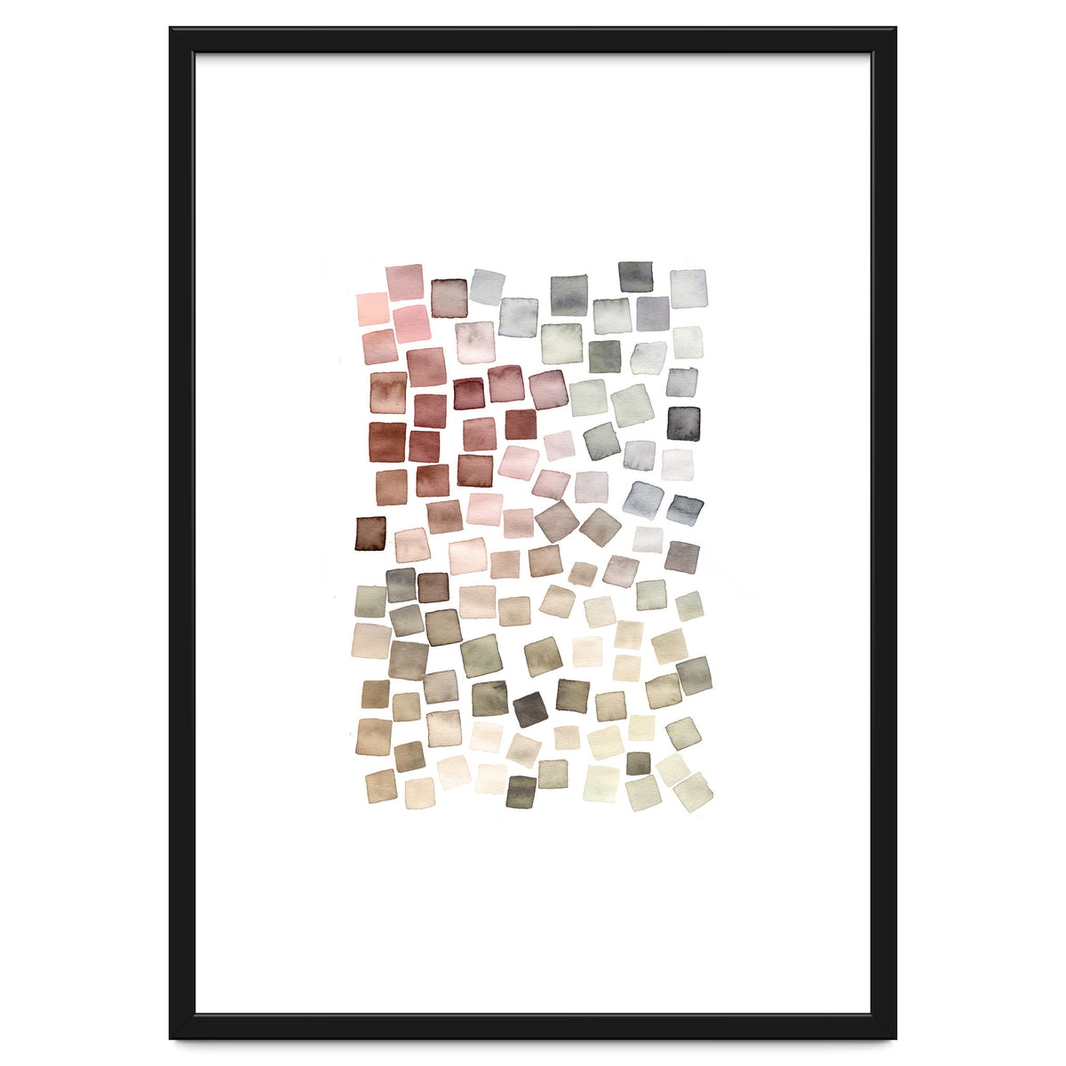 Watercolor Geometric Square Shapes Red