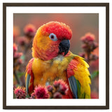 Close Up Of A Sun Conure Parrot With Bright Feathers thumbnail