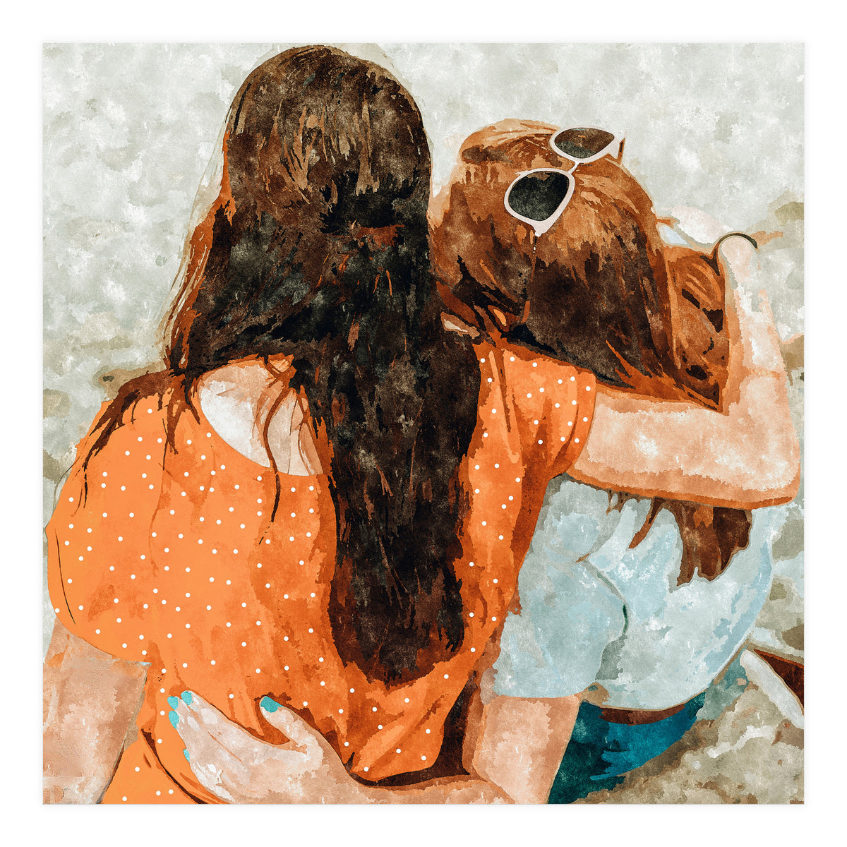 Soul Sisters | Modern Bohemian Friendship BFF Fashion | Friends Companion Summer Travel Painting (Print Only)