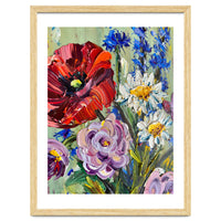 Vibrant Wildflower Meadow Oil Painting