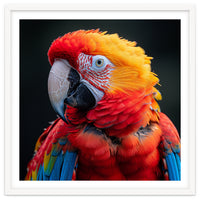 Scarlet Macaw Parrot Portrait Vivid Colors