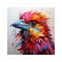 Vibrant Abstract Bird Portrait Watercolor Splash (Print Only)