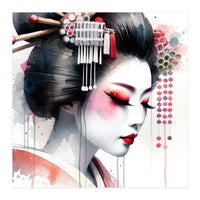 Crimson Kanzashi Modern Geisha (Print Only)
