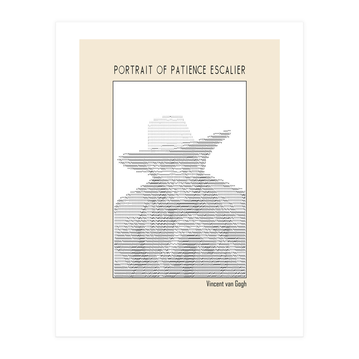 Portrait Of Patience Escalier Vincent Van Gogh Ascii Art (Print Only)