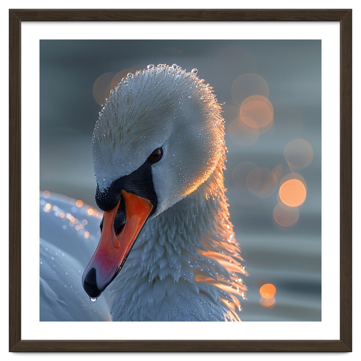 Close Up Of A Swan With Water Droplets