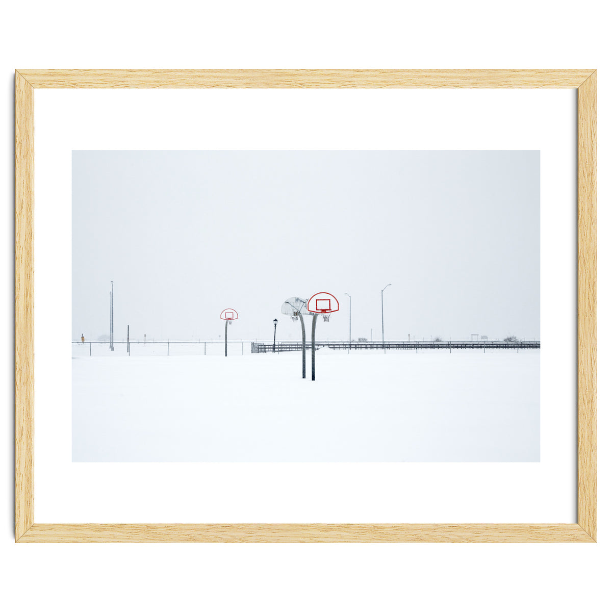 Snow-covered Basketball court