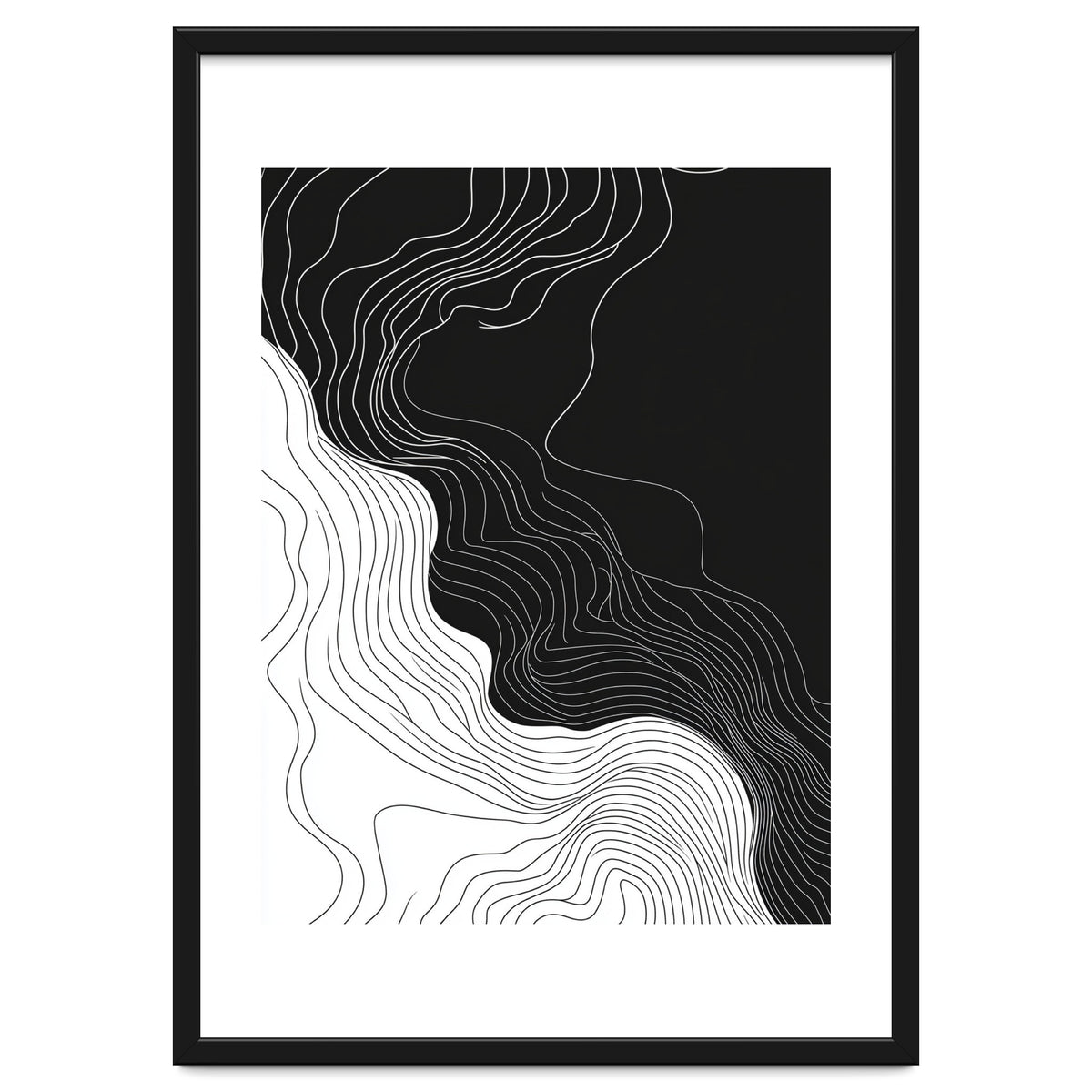Abstract Black And White Wavy Lines Flowing
