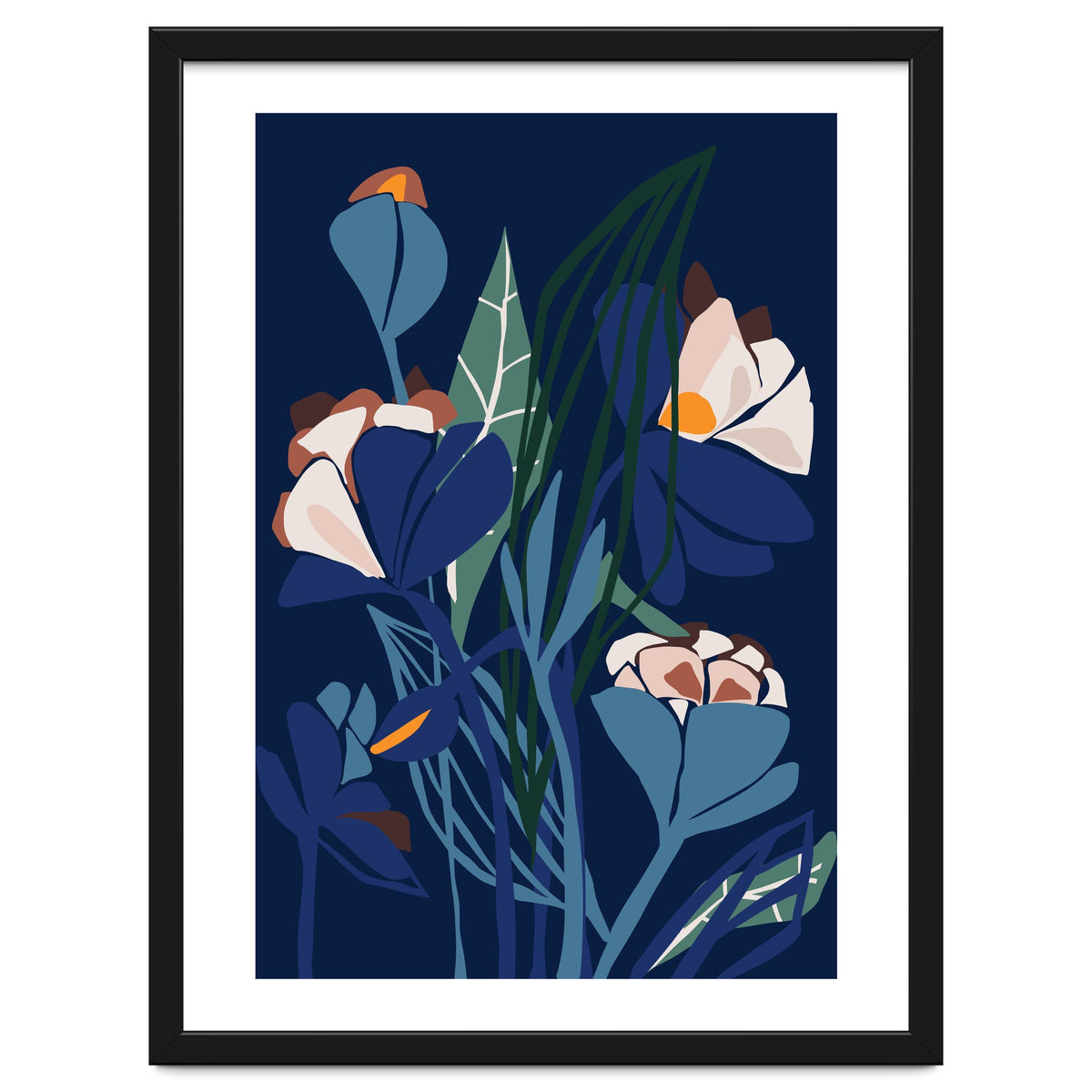 Florals At Night – Modern Illustration