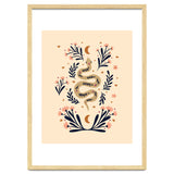 Snake And Flowers Beige And Indigo thumbnail