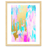 Meraki, Abstract Gold Painting, Colorful Graphic Design, Golden Pink Blue Eclectic Luxe Illustration thumbnail