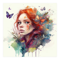 Red Hair Butterfly Glance (Print Only)